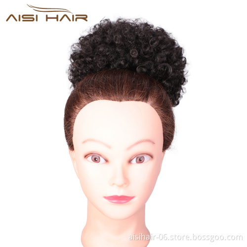 Aisi Hair Short Kinky Fluffy Synthetic Hair Bun Black Ponytail Afro Short Puff Curly Chignon Hair Extension For Black Women